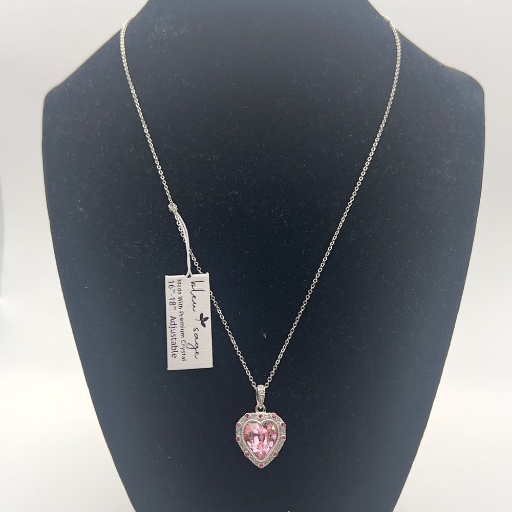 Sterling silver 925 Pink Heart Pendant Necklace